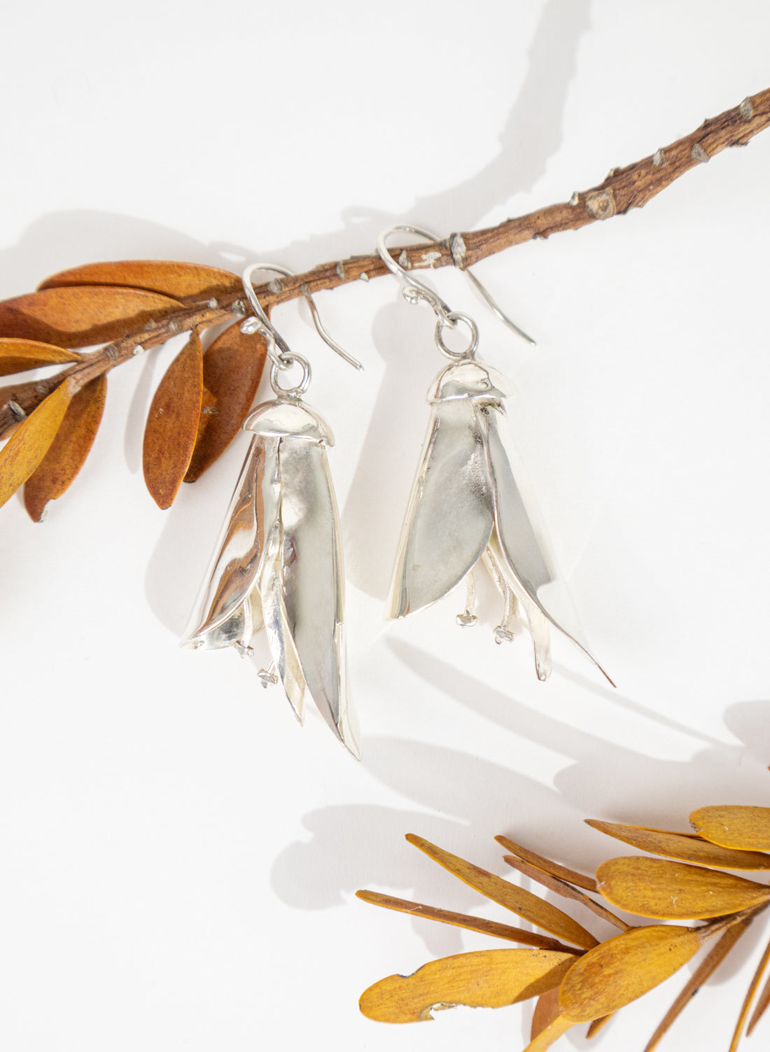 Silver Kōwhai Earrings