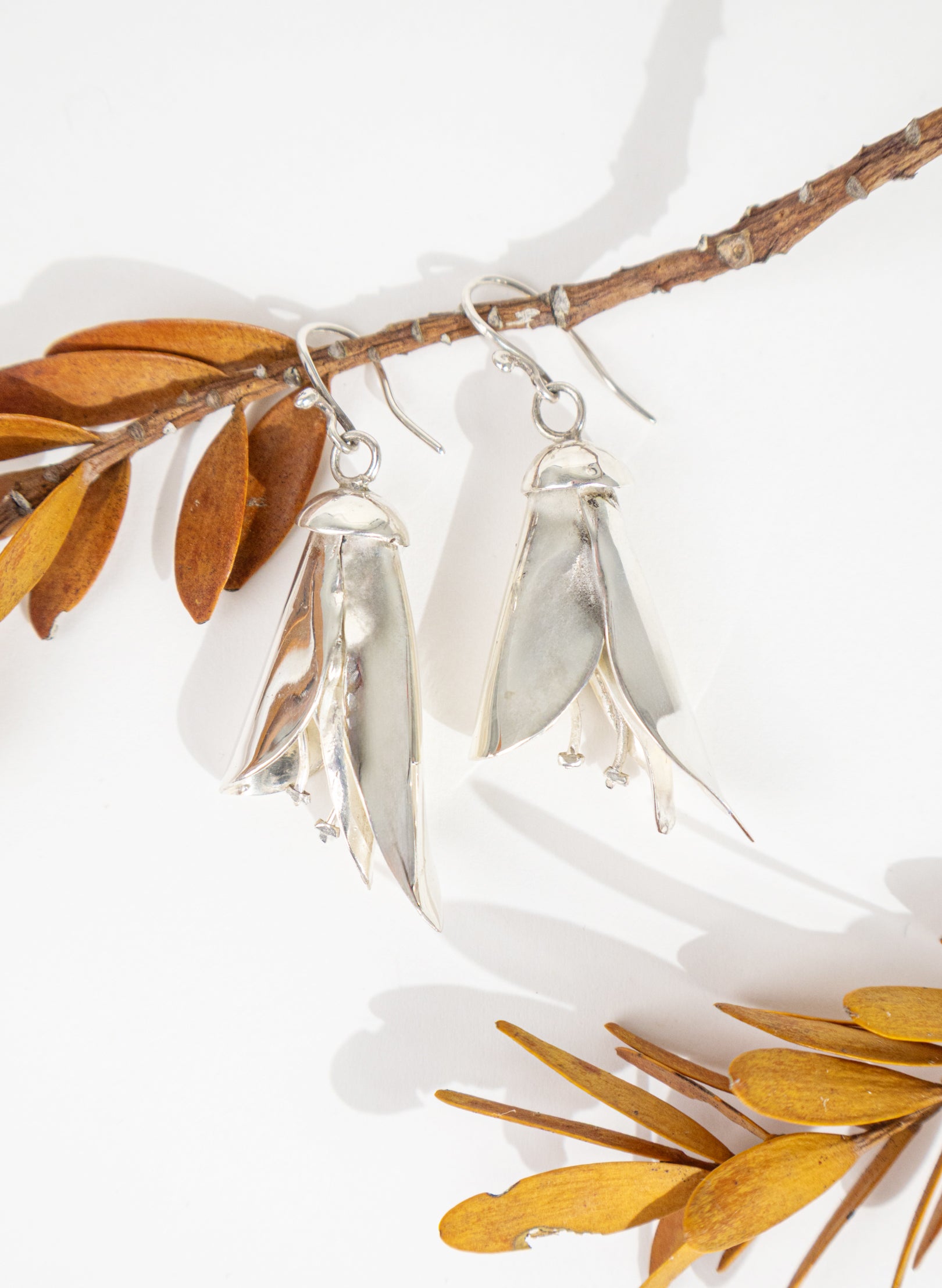 Silver Kōwhai Earrings