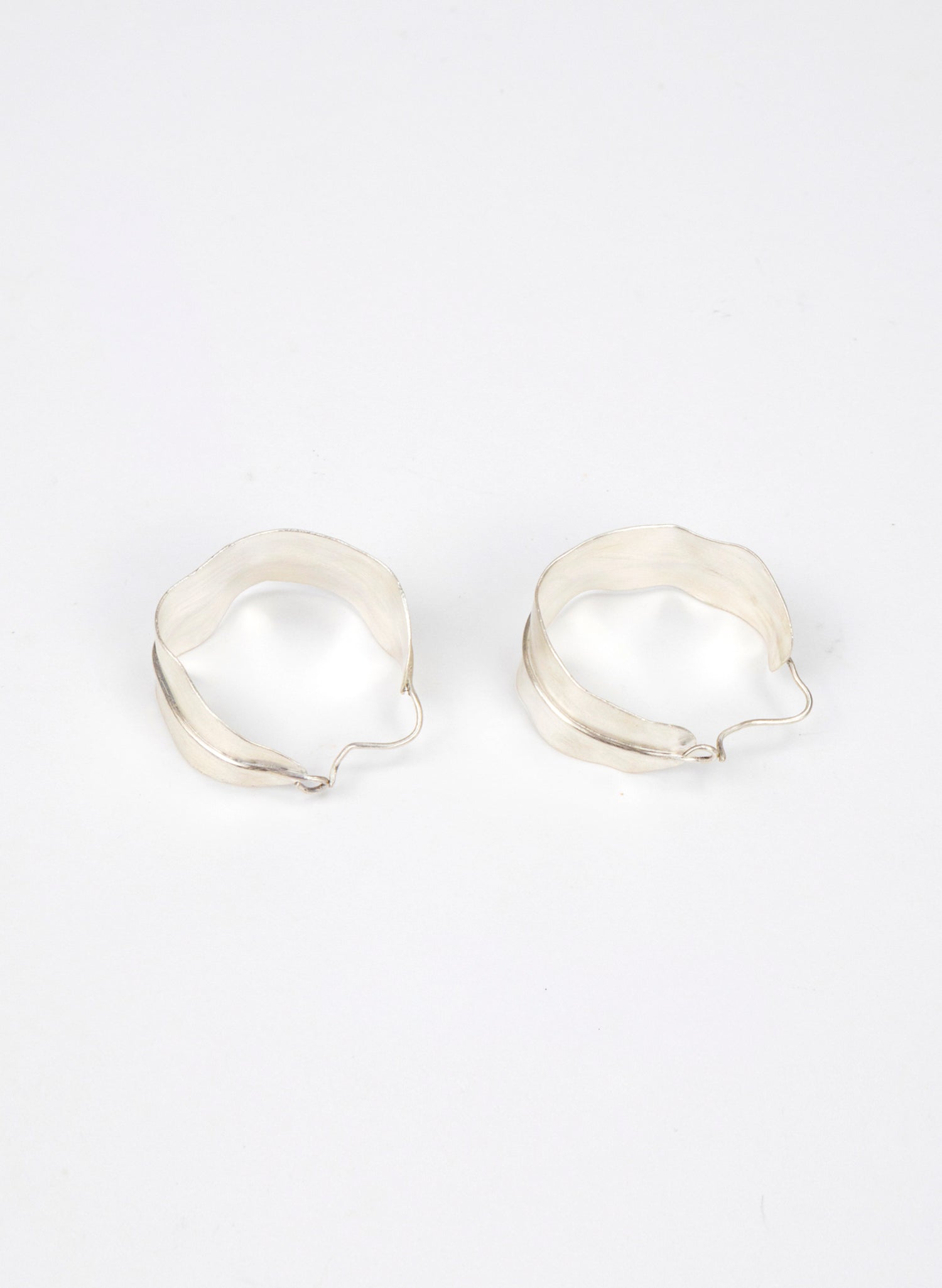 Long Leaf Hoop Silver Earrings