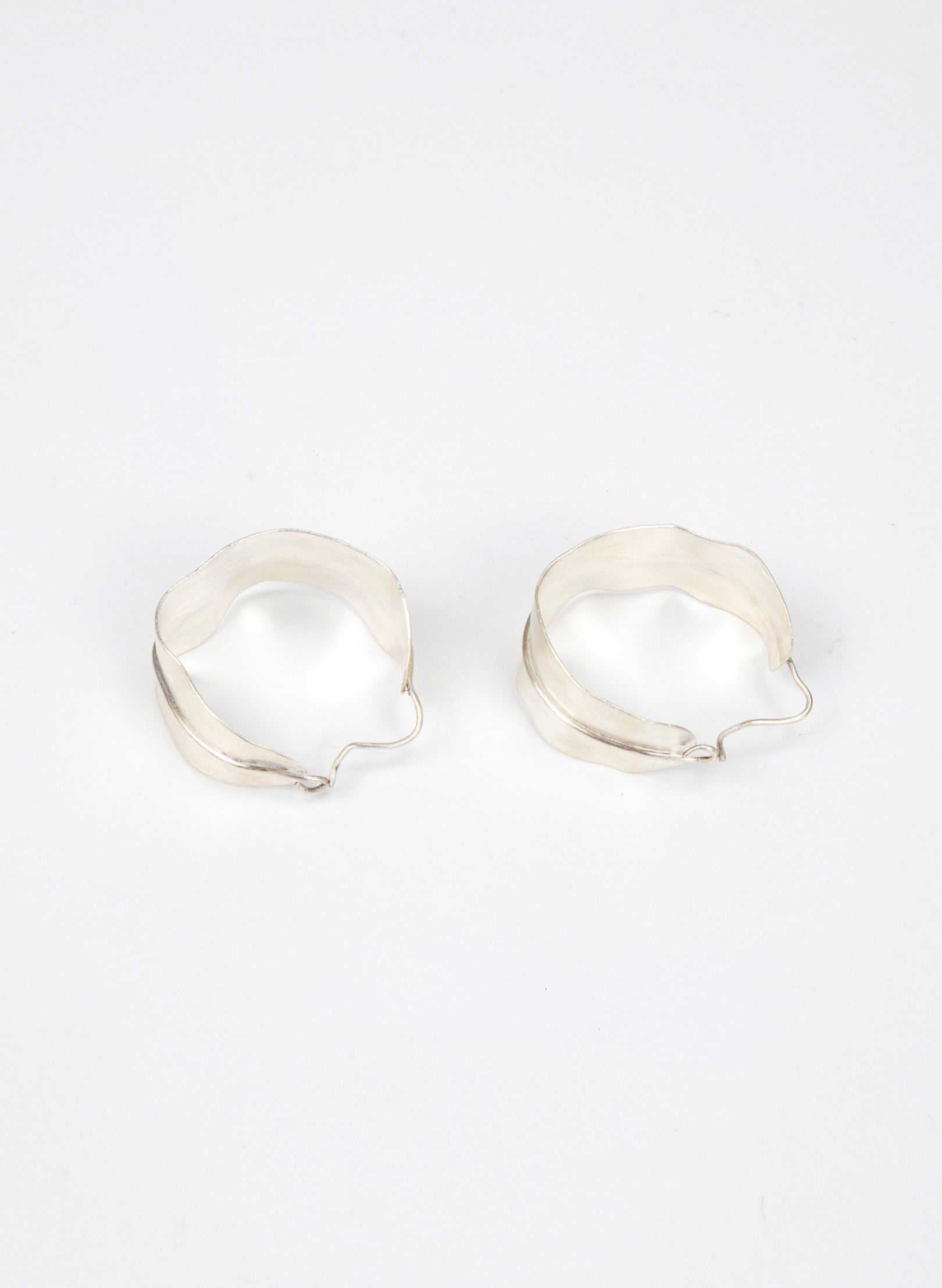 Long Leaf Hoop Silver Earrings