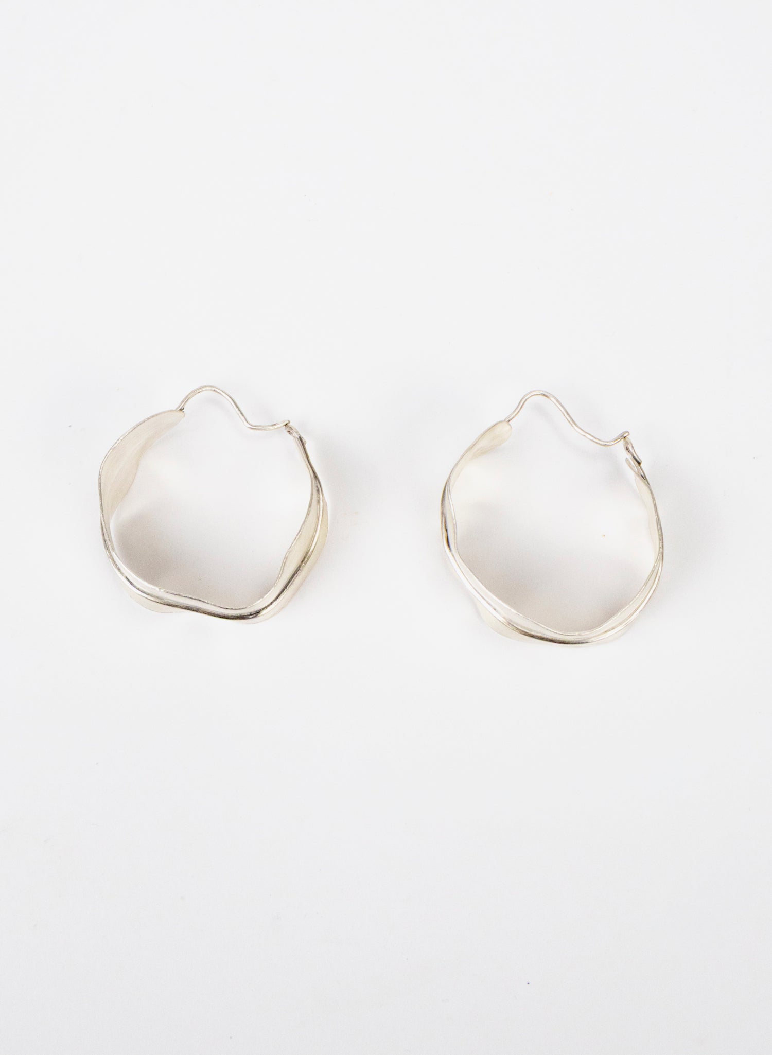 Long Leaf Hoop Silver Earrings