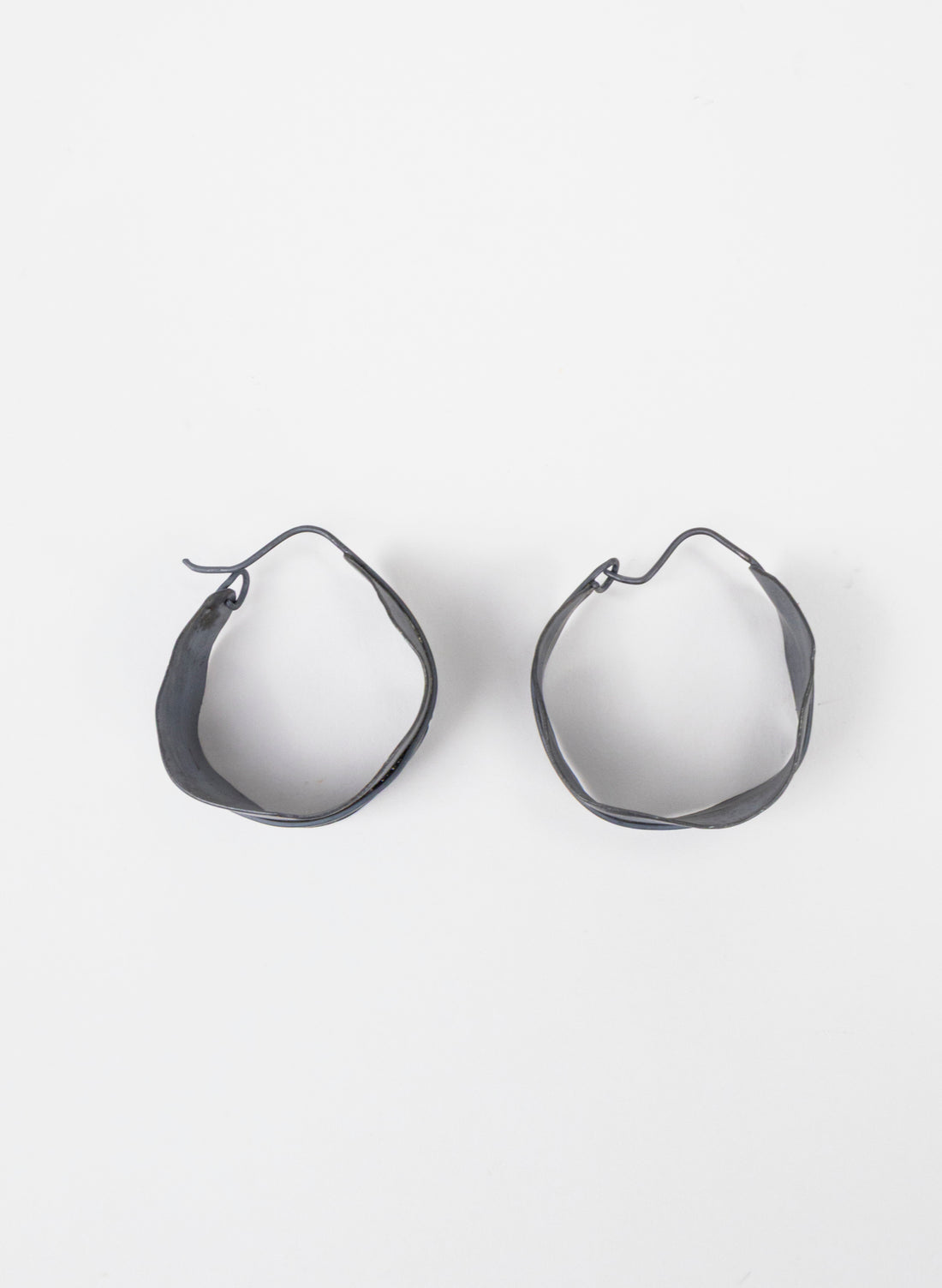 Long Leaf Hoop Oxidised Silver Earrings