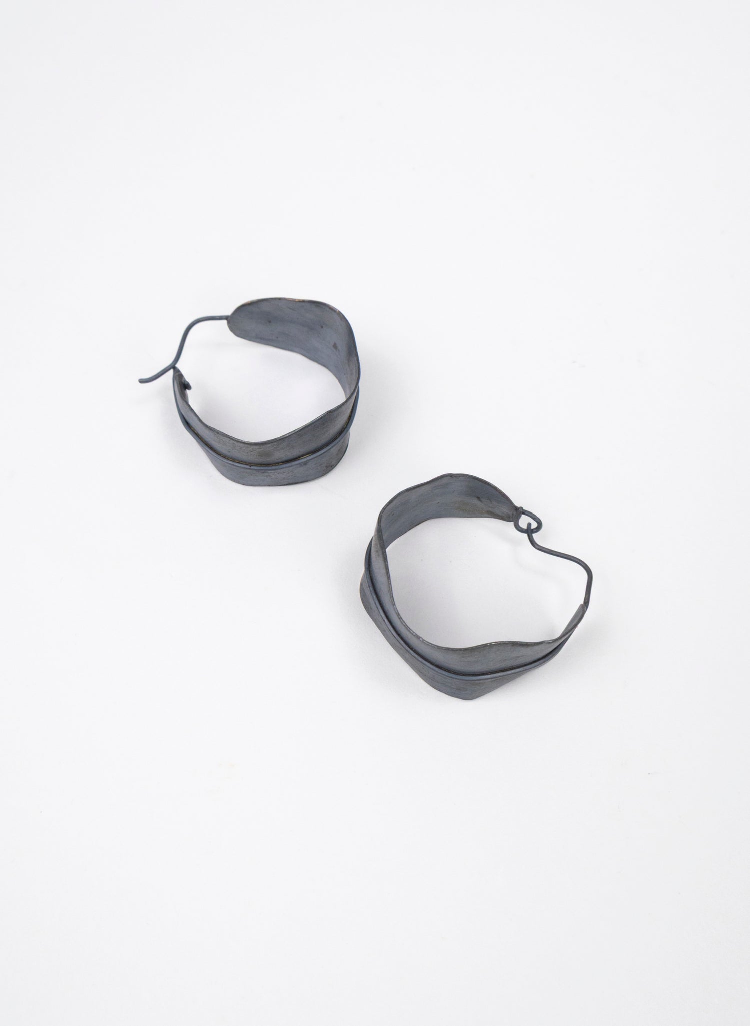 Long Leaf Hoop Oxidised Silver Earrings