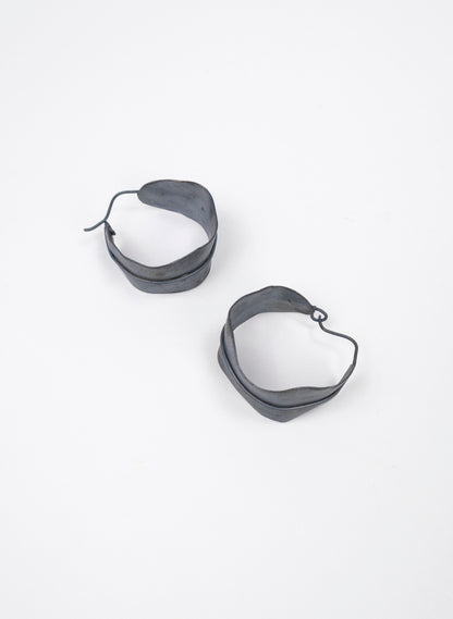 Long Leaf Hoop Oxidised Silver Earrings