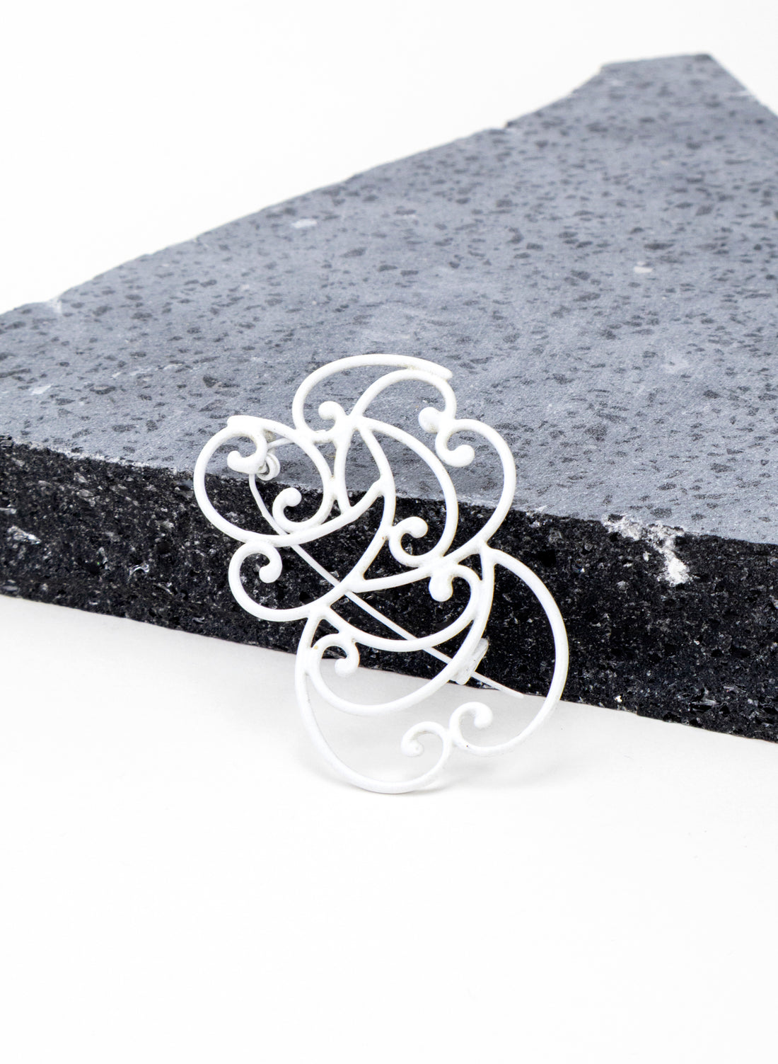 Koru Brooch Bronze/White