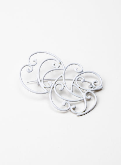 Koru Brooch Bronze/White