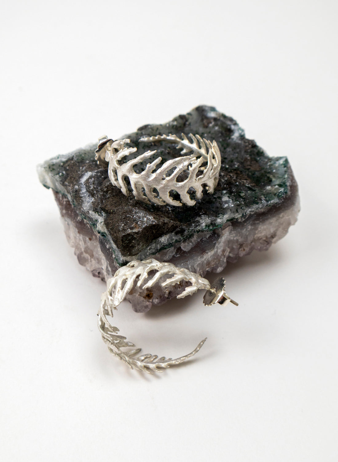 Silver Fern Hoop Earrings