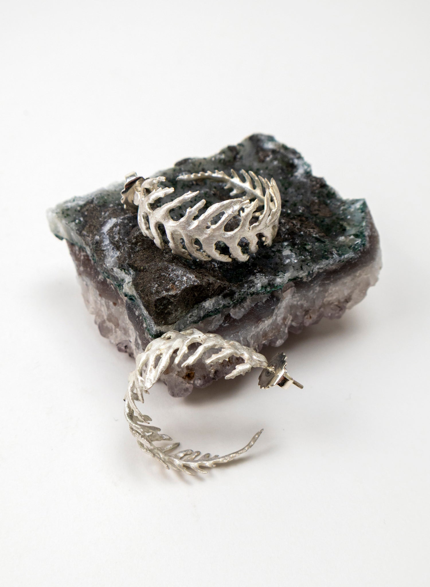 Silver Fern Hoop Earrings