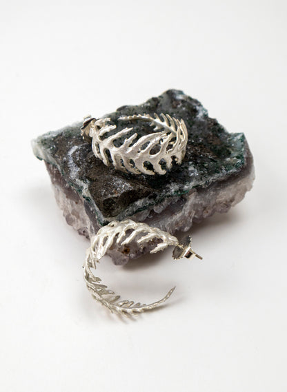 Silver Fern Hoop Earrings
