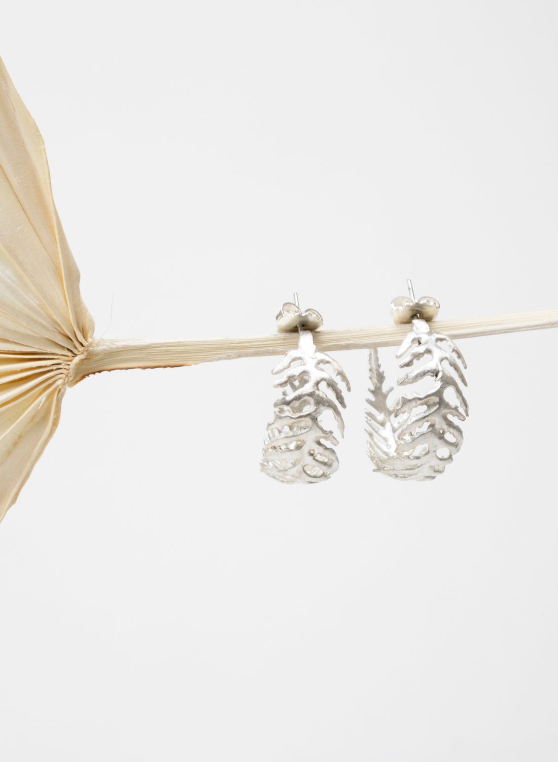 Silver Fern Hoop Earrings