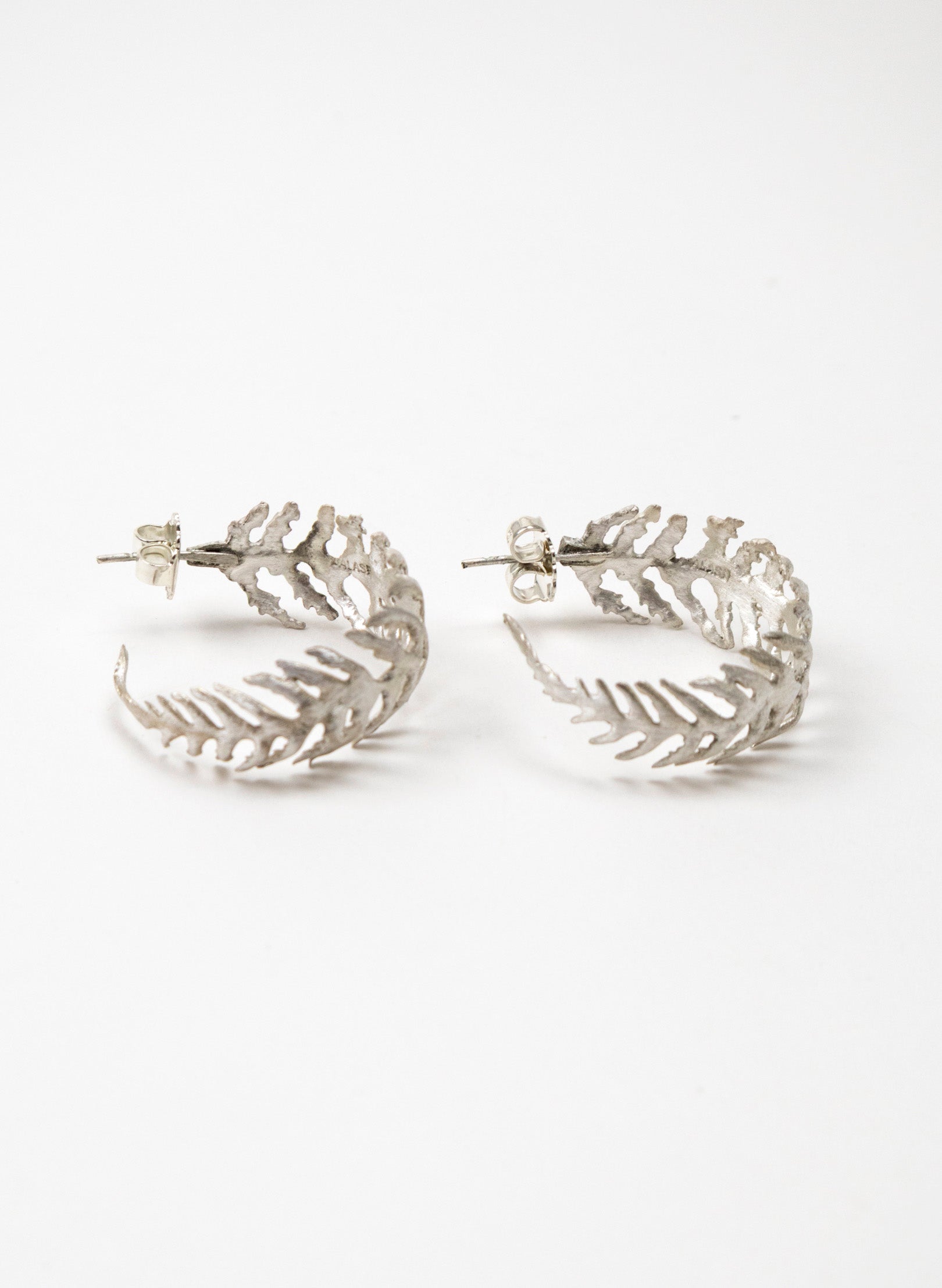 Silver Fern Hoop Earrings