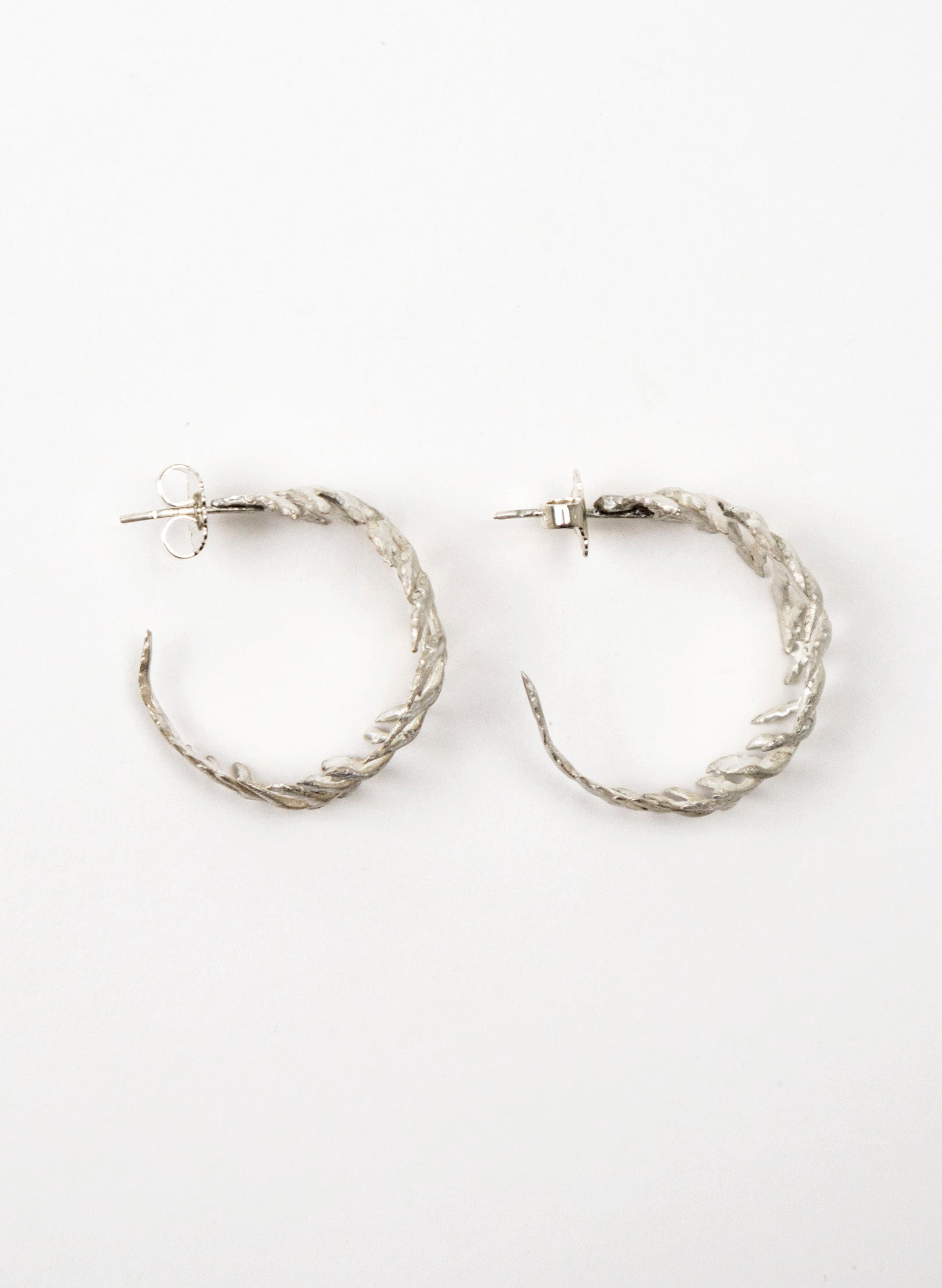 Silver Fern Hoop Earrings