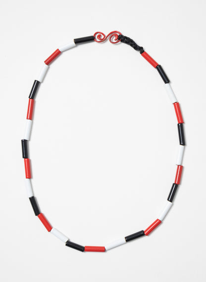 Short Red, White &amp; Black Necklace