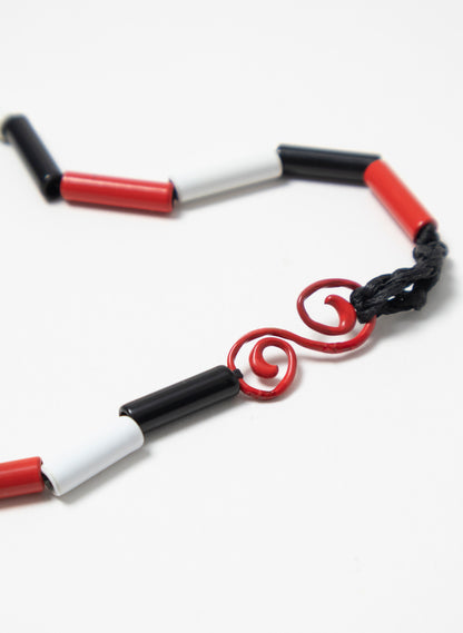 Short Red, White &amp; Black Necklace