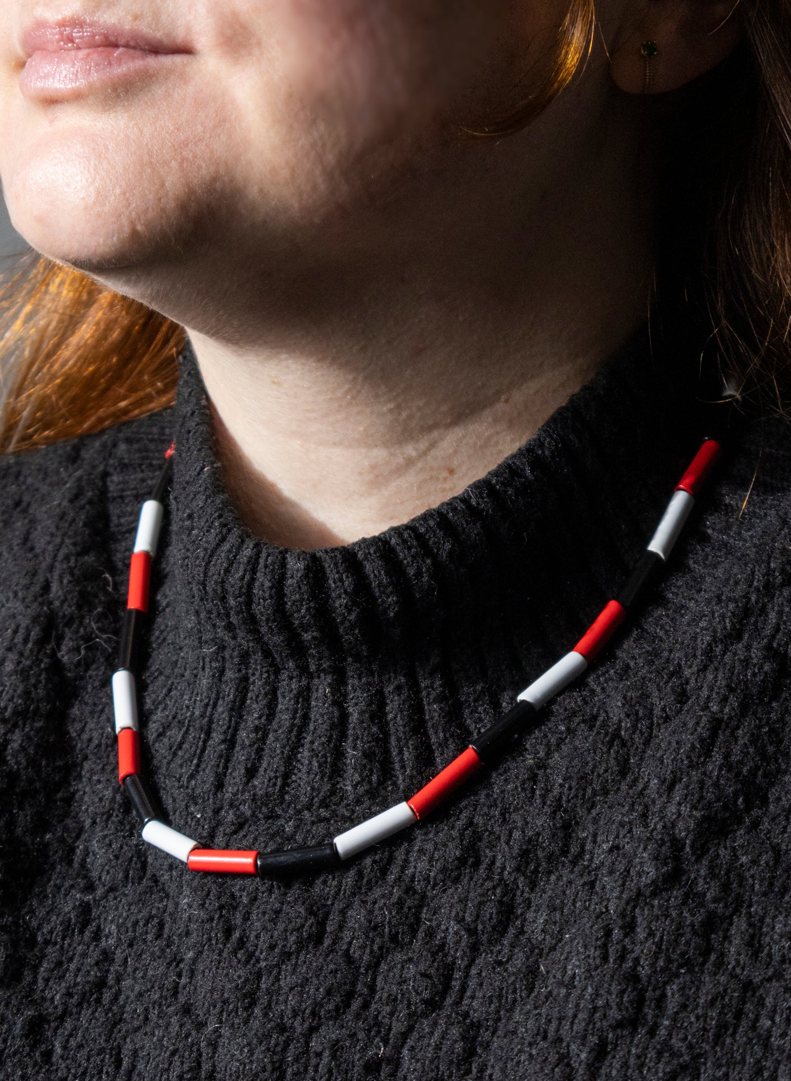Short Red, White &amp; Black Necklace
