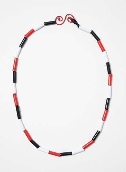 Short Red, White &amp; Black Necklace