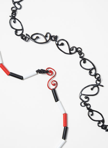 Short Red, White &amp; Black Necklace