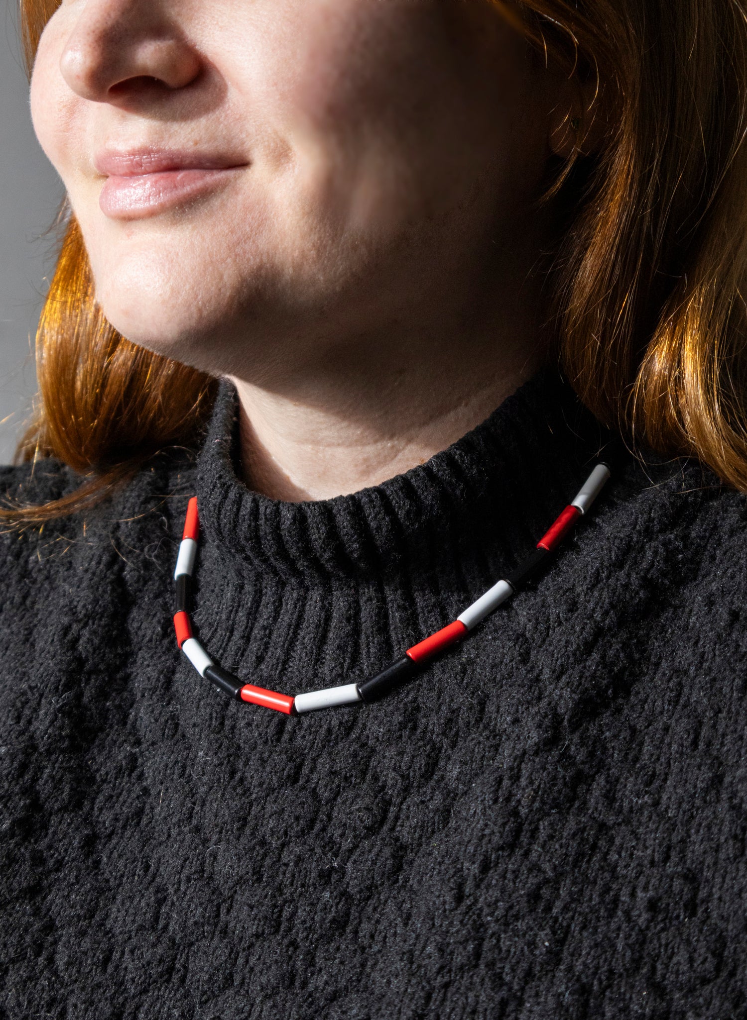 Short Red, White &amp; Black Necklace