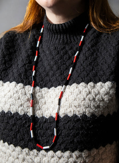 Long Red, White &amp; Black Necklace