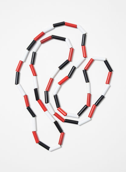 Long Red, White &amp; Black Necklace