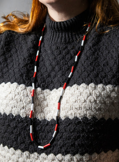 Long Red, White &amp; Black Necklace