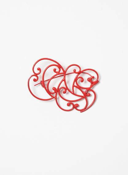 Koru Brooch Bronze/Red