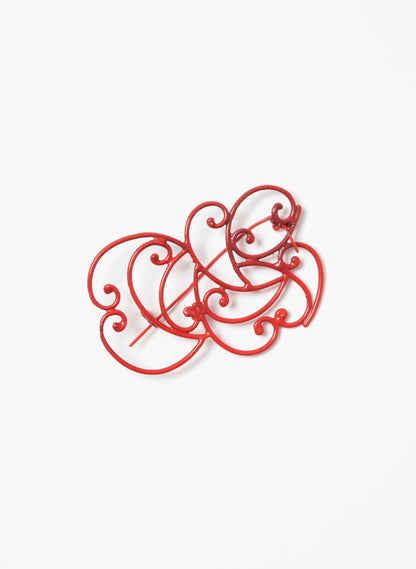 Koru Brooch Bronze/Red