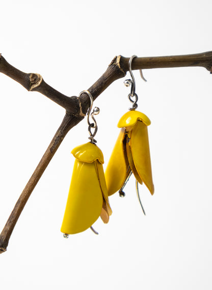 Yellow Powdercoated Kōwhai Earrings