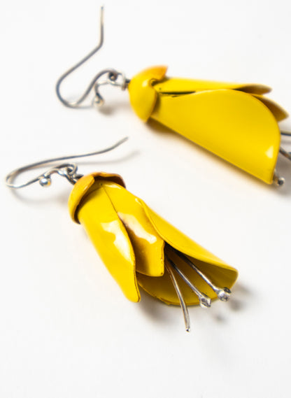 Yellow Powdercoated Kōwhai Earrings