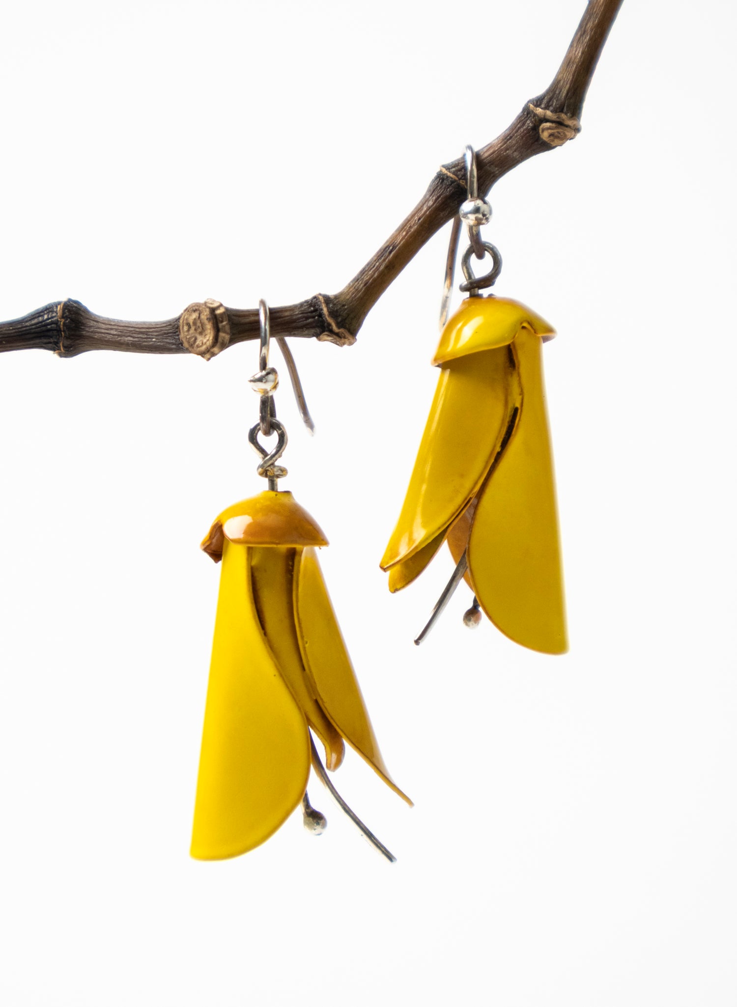 Yellow Powdercoated Kōwhai Earrings