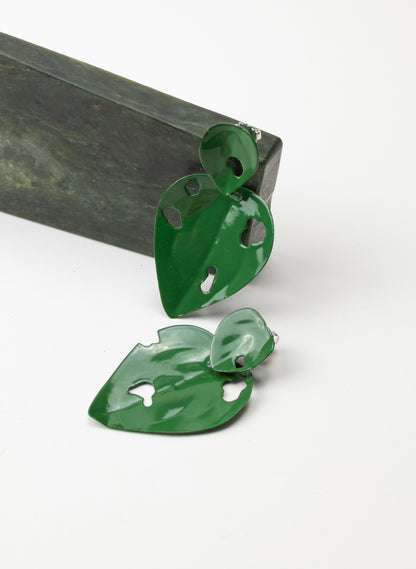Green Powdercoated Kawakawa Stud Earrings