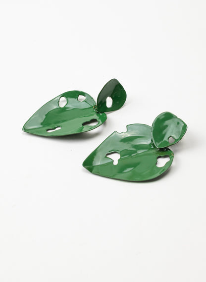 Green Powdercoated Kawakawa Stud Earrings