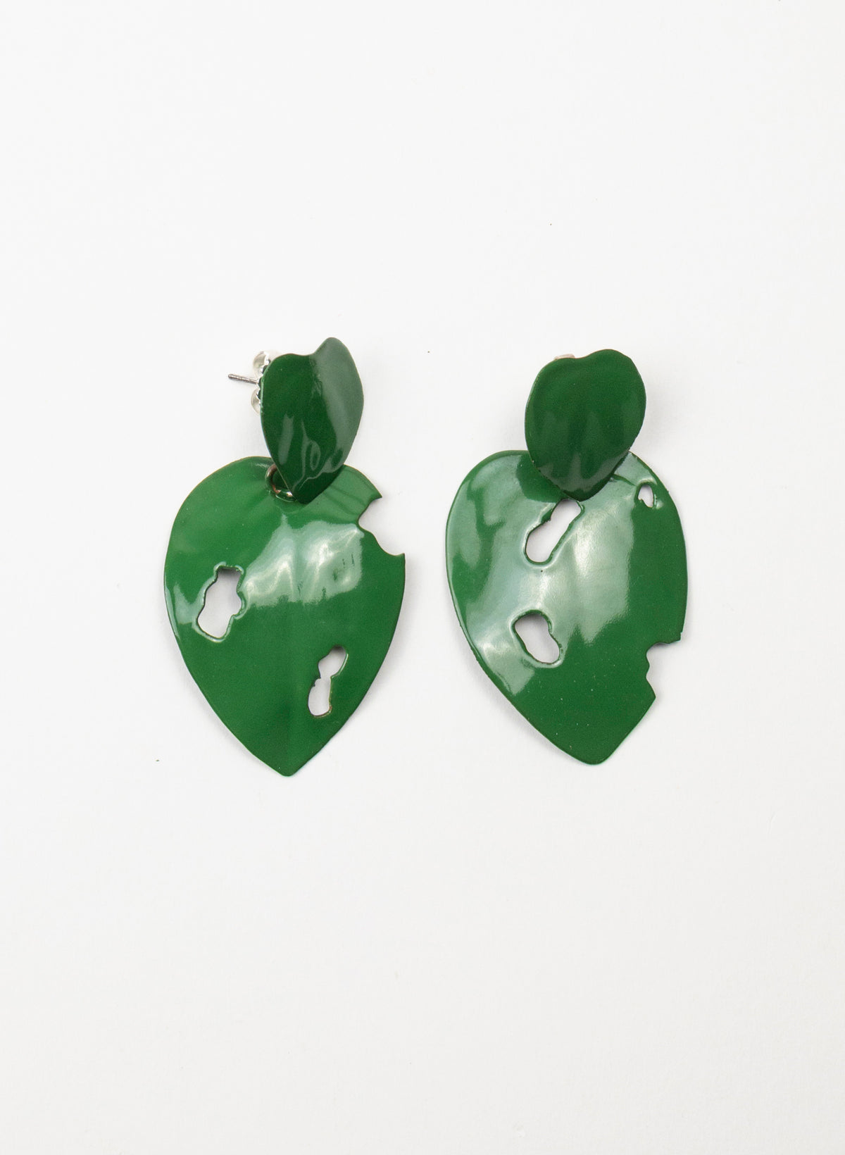 Green Powdercoated Kawakawa Stud Earrings
