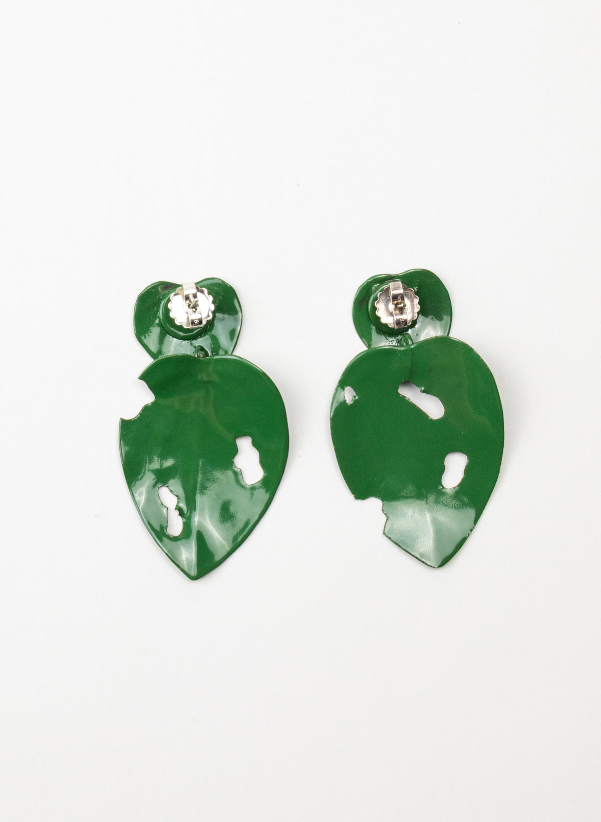 Green Powdercoated Kawakawa Stud Earrings