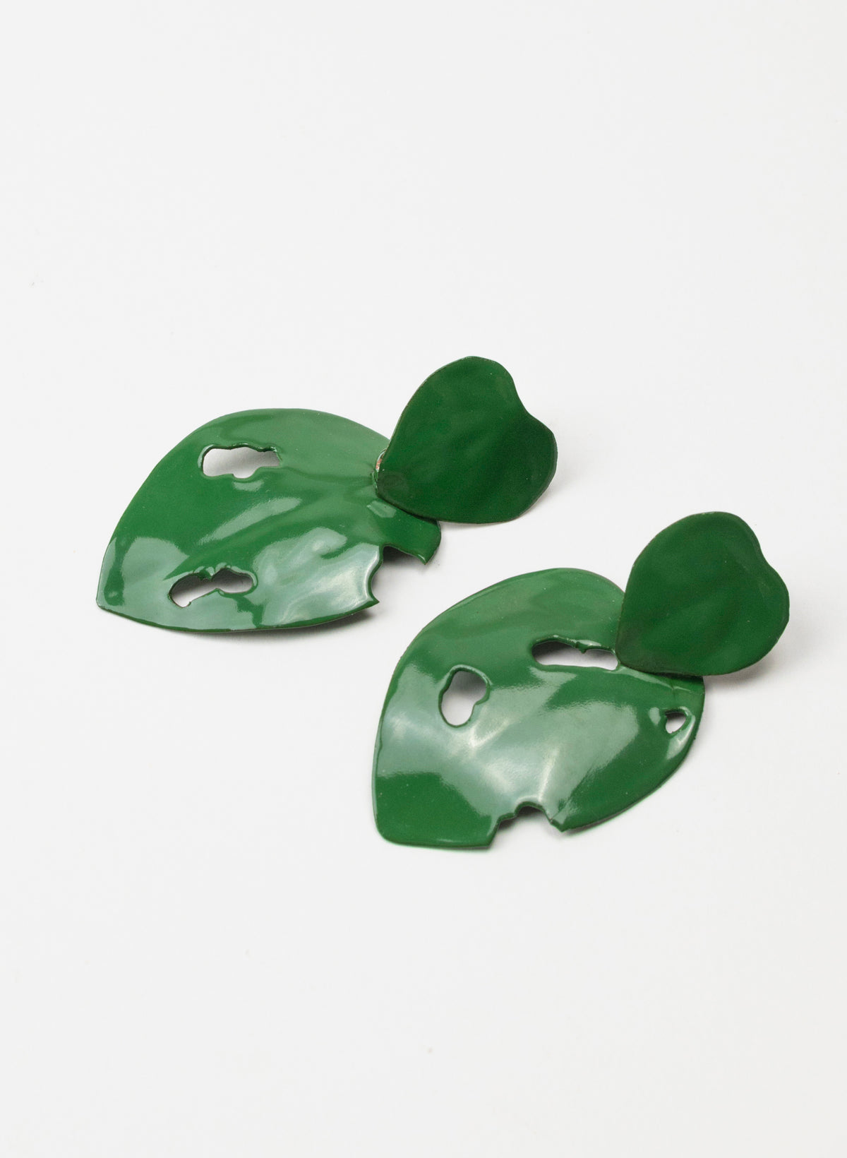 Green Powdercoated Kawakawa Stud Earrings