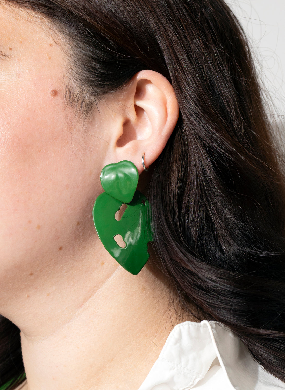 Green Powdercoated Kawakawa Stud Earrings