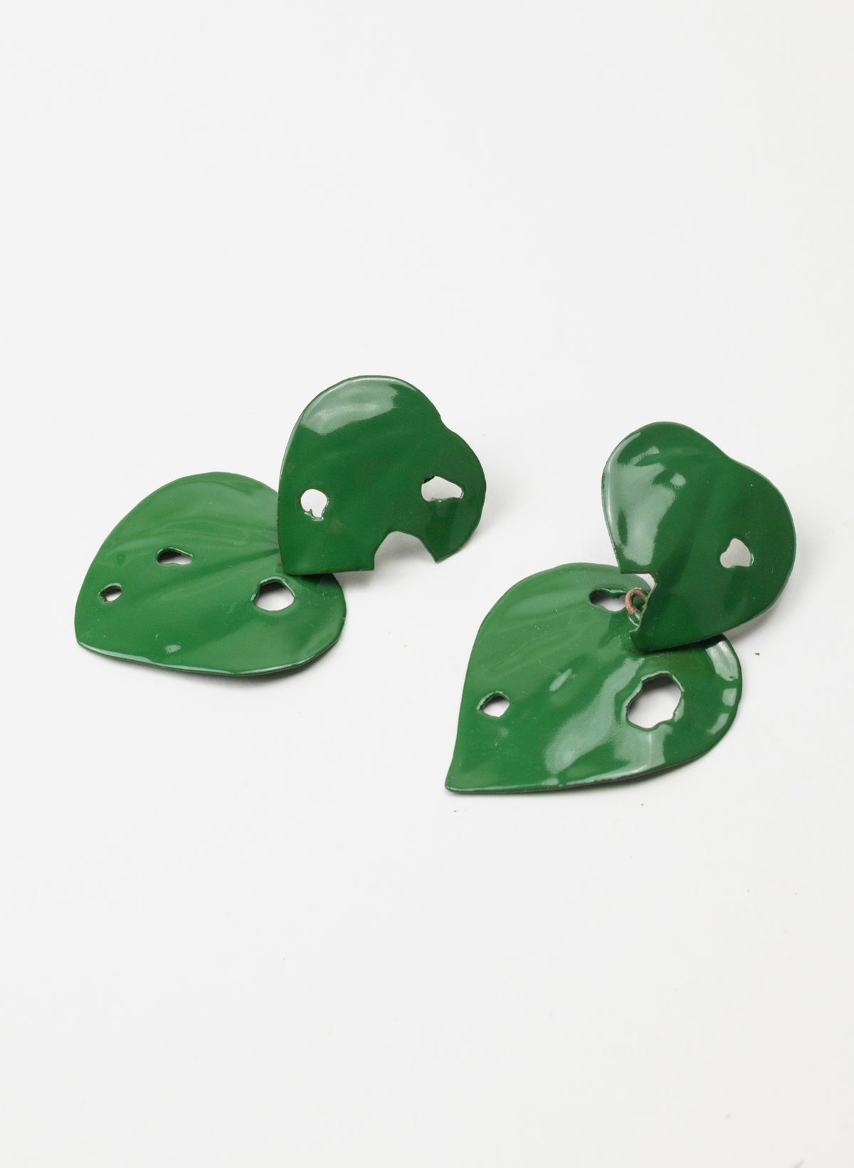 Green Powdercoated Kawakawa Stud Earrings