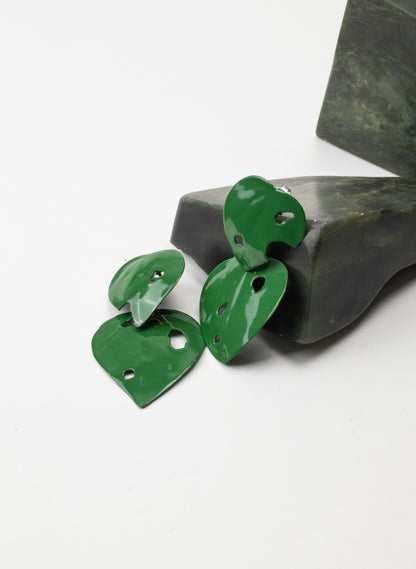 Green Powdercoated Kawakawa Stud Earrings