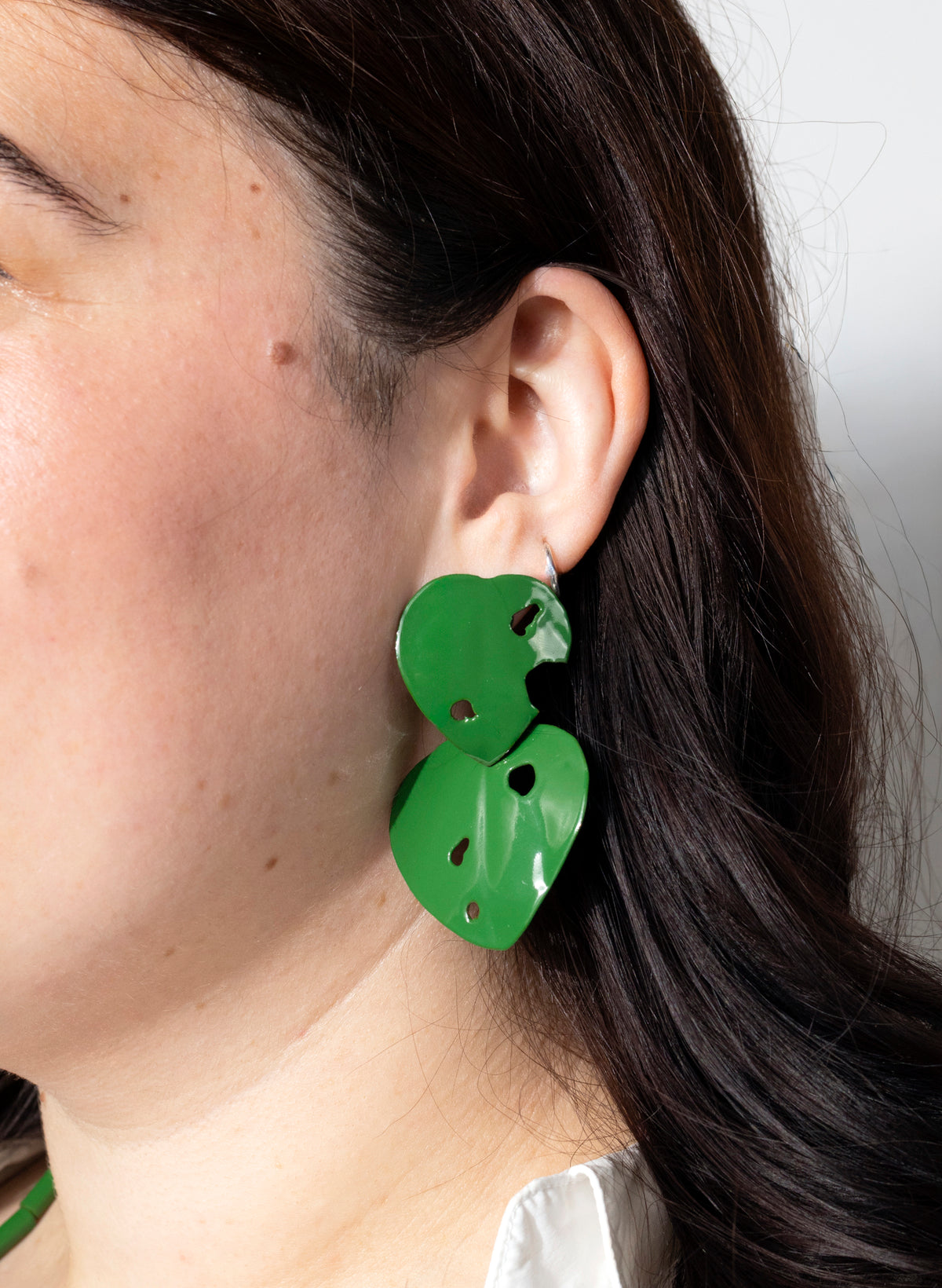 Green Powdercoated Kawakawa Stud Earrings