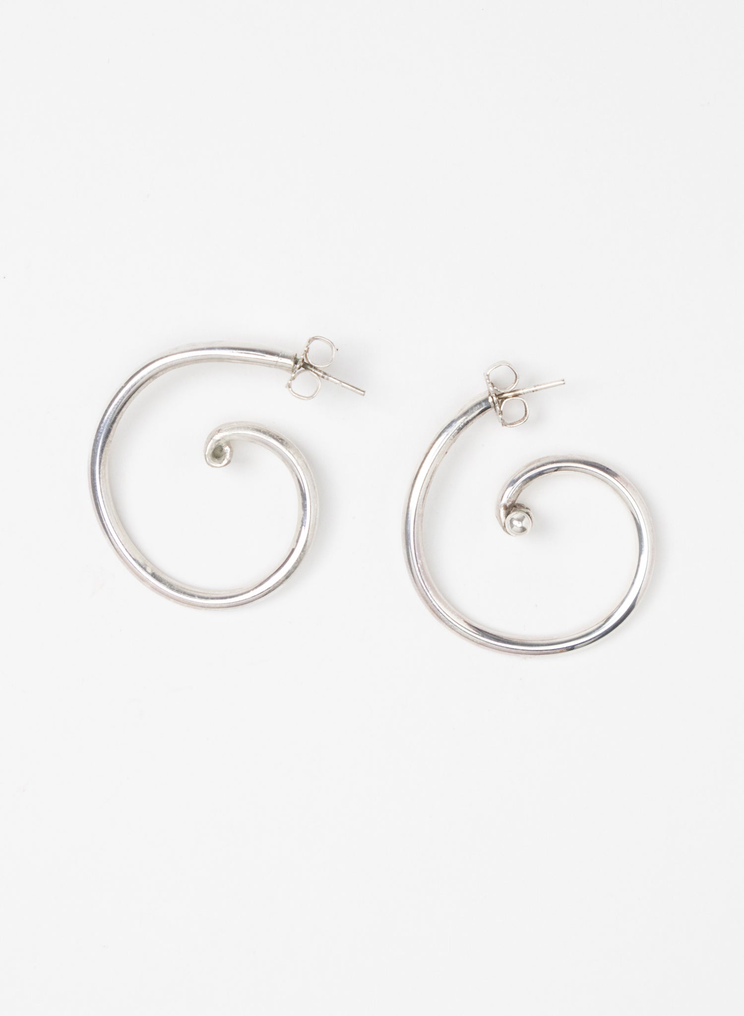 Modern Koru Silver Earrings