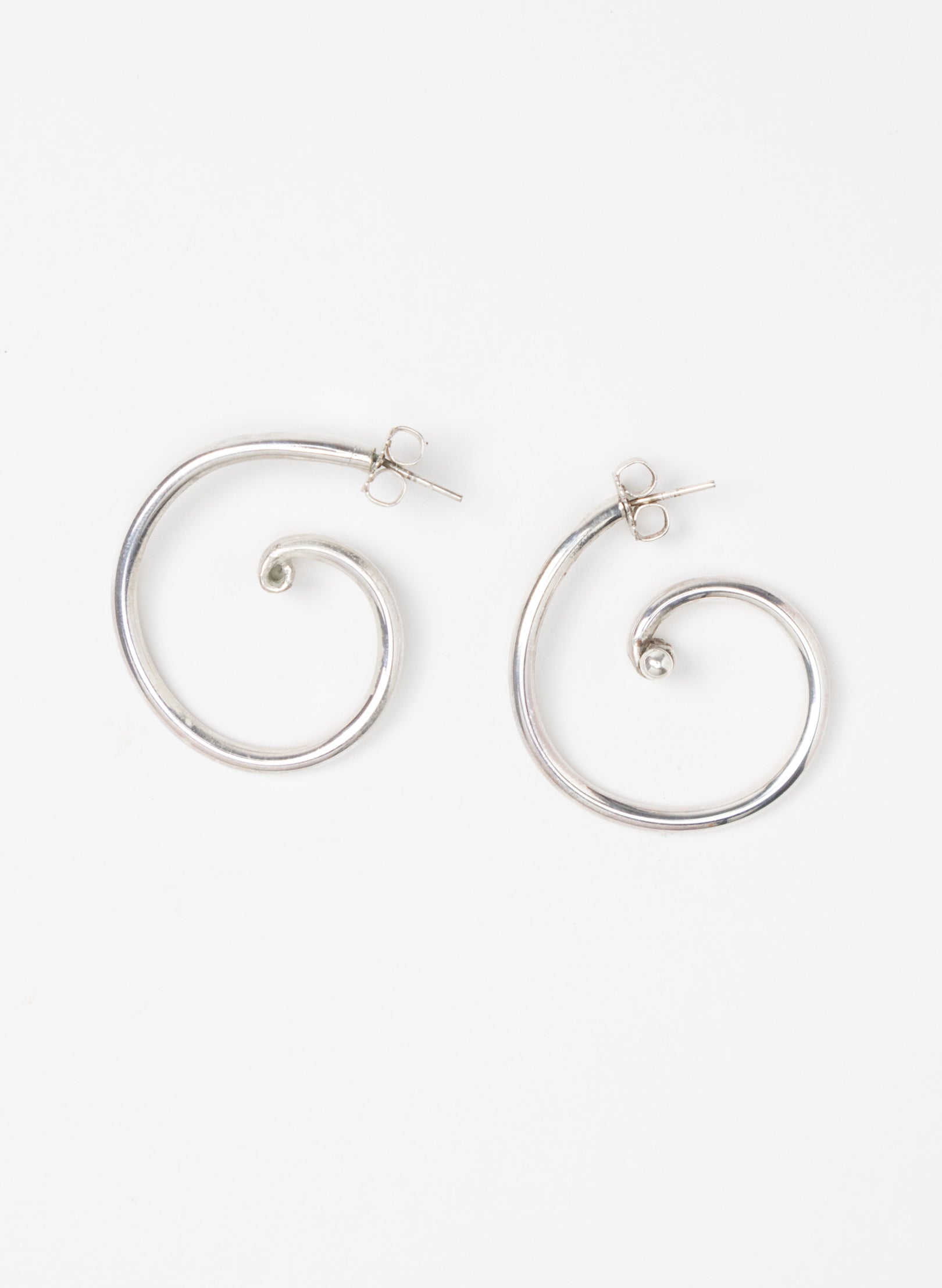 Modern Koru Silver Earrings