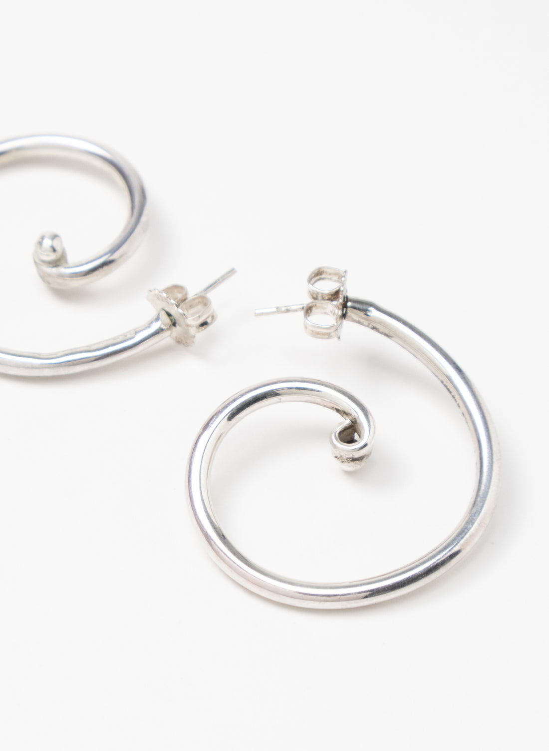 Modern Koru Silver Earrings