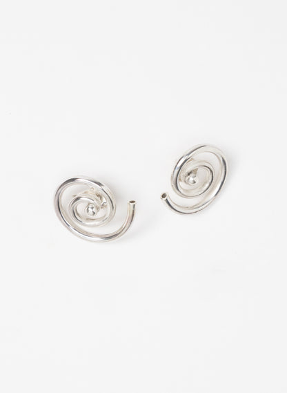 Modern Koru Silver Earrings
