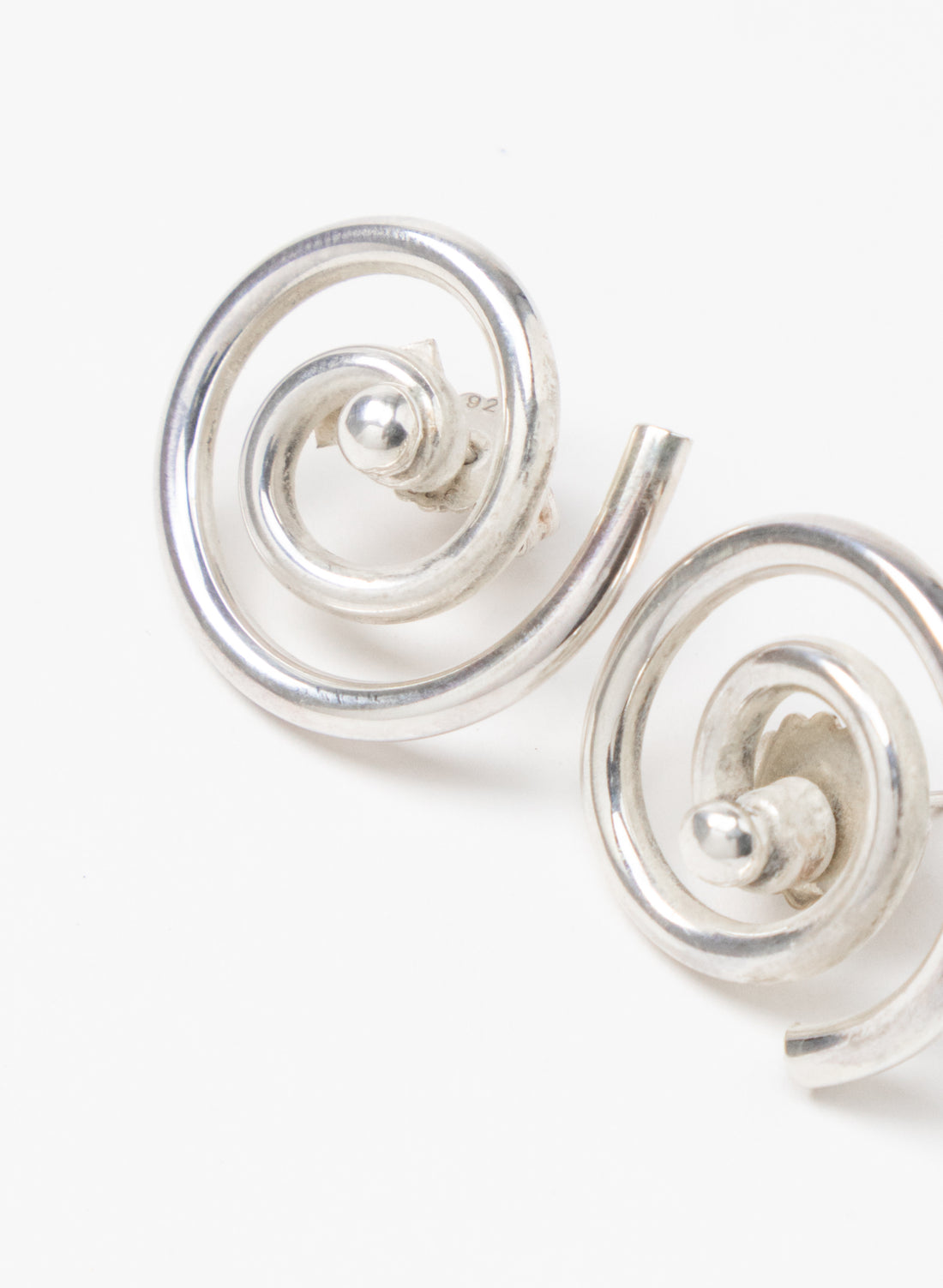 Modern Koru Silver Earrings