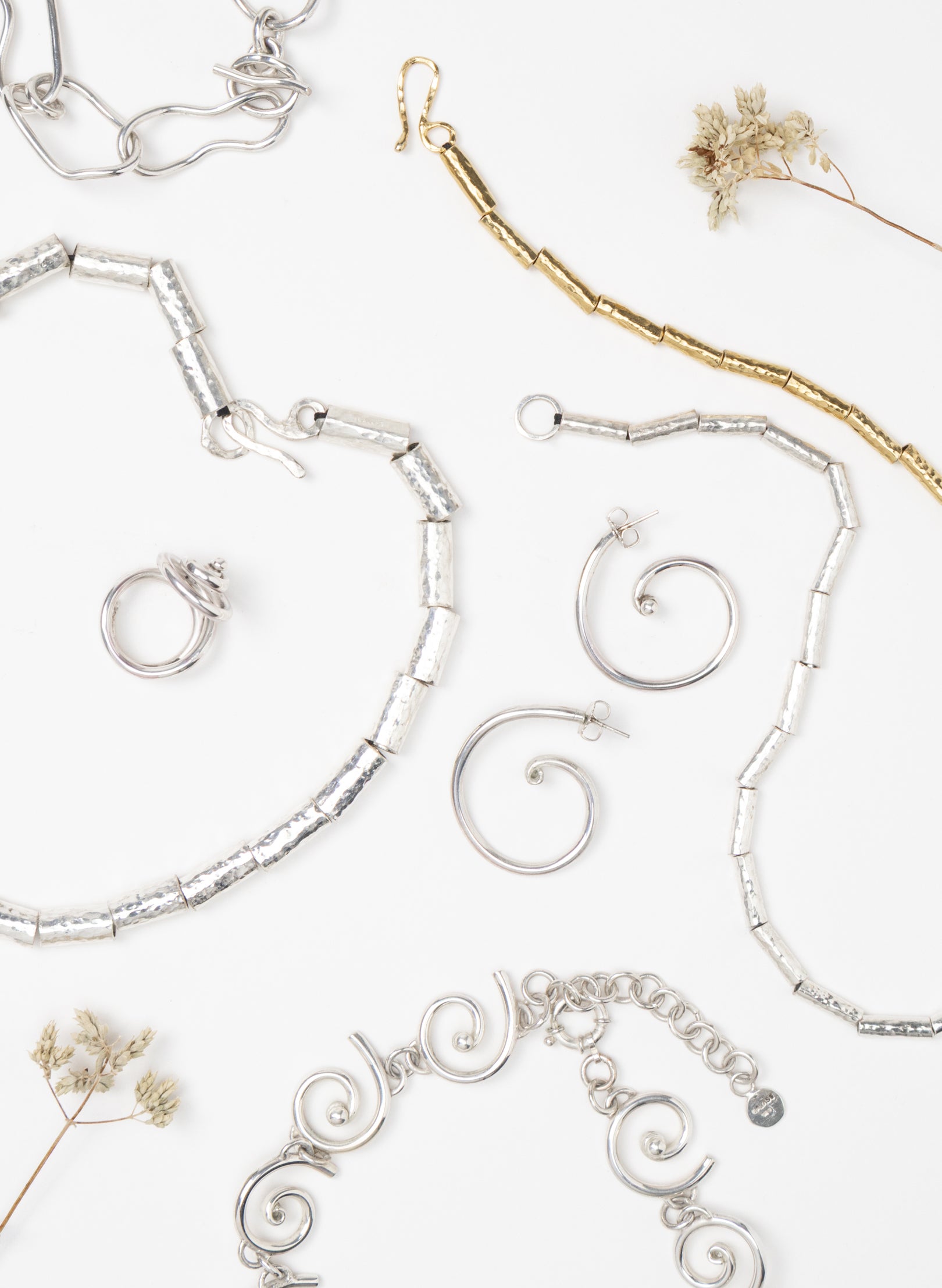 Modern Koru Silver Earrings