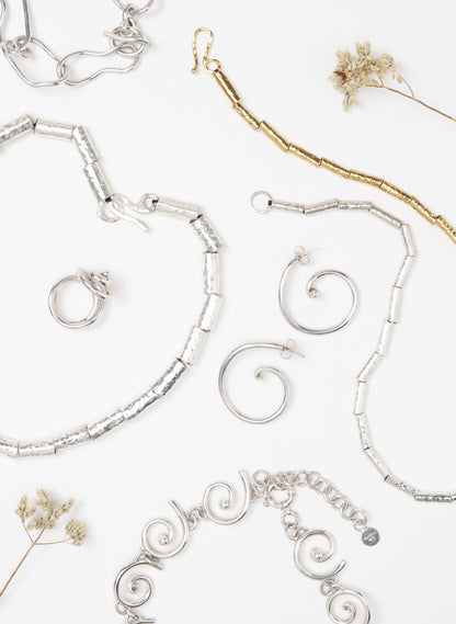 Modern Koru Silver Earrings