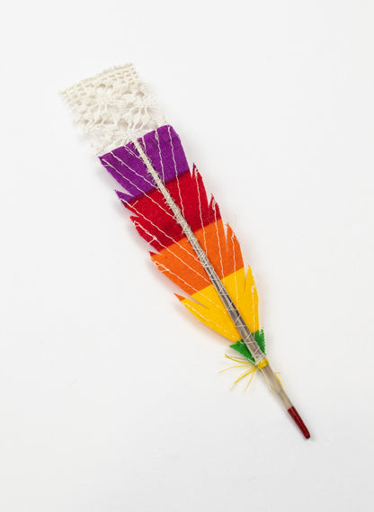 Rainbow LGBGT+  Single Huia Feather Brooch