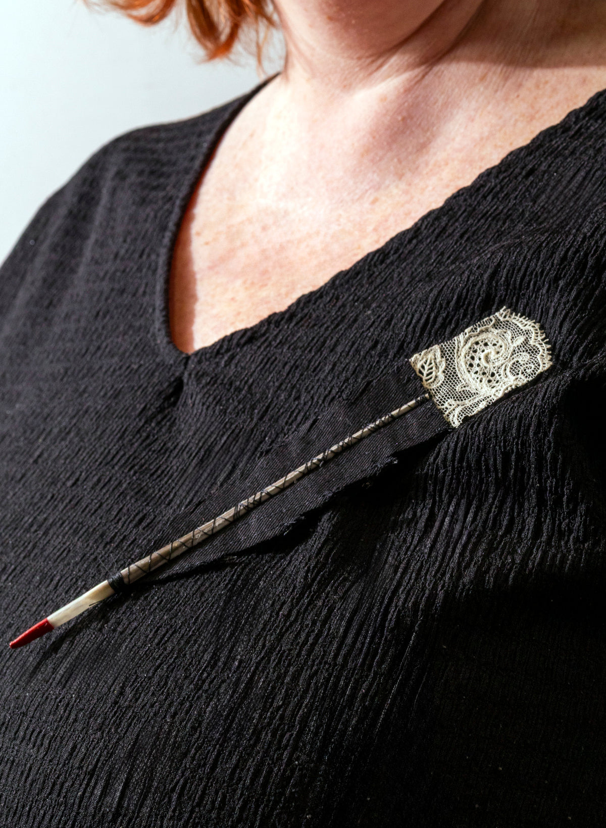 Single Huia Feather Brooch