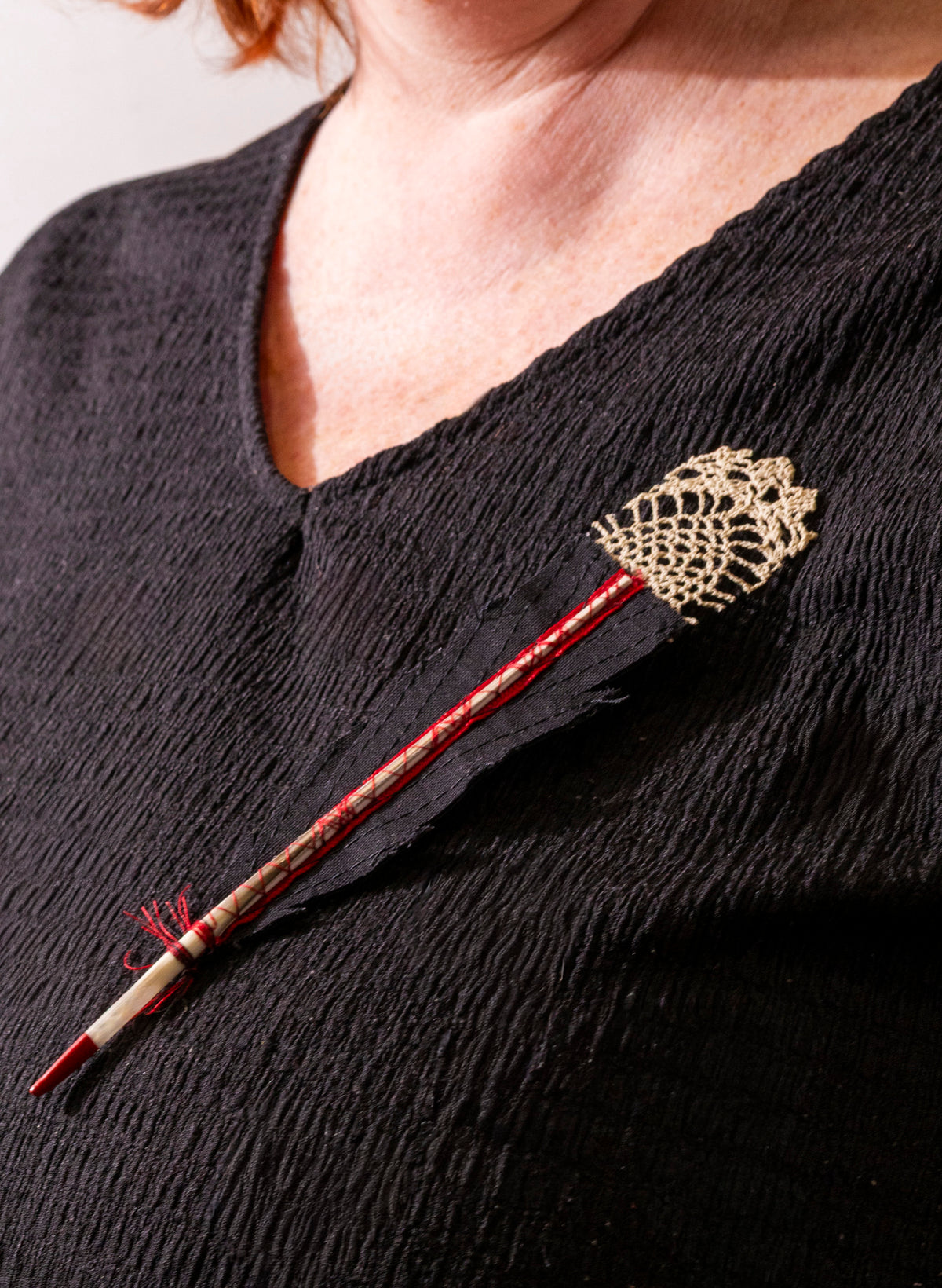 Single Huia Feather Brooch