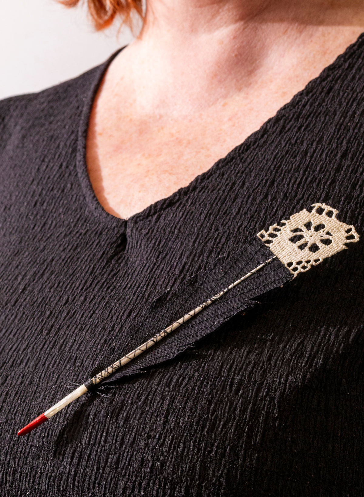 Single Huia Feather Brooch